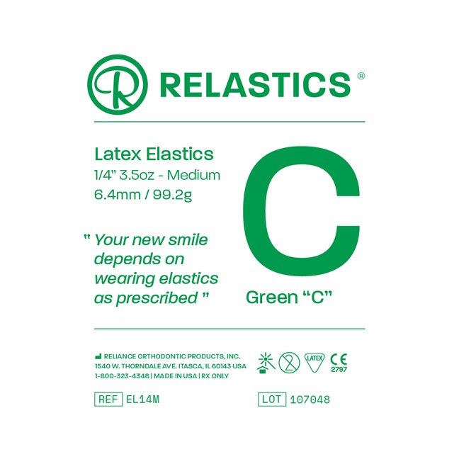 Patient Elastics Latex Relastics 1/4" / 6.4mm Medium 3.5oz GREEN C