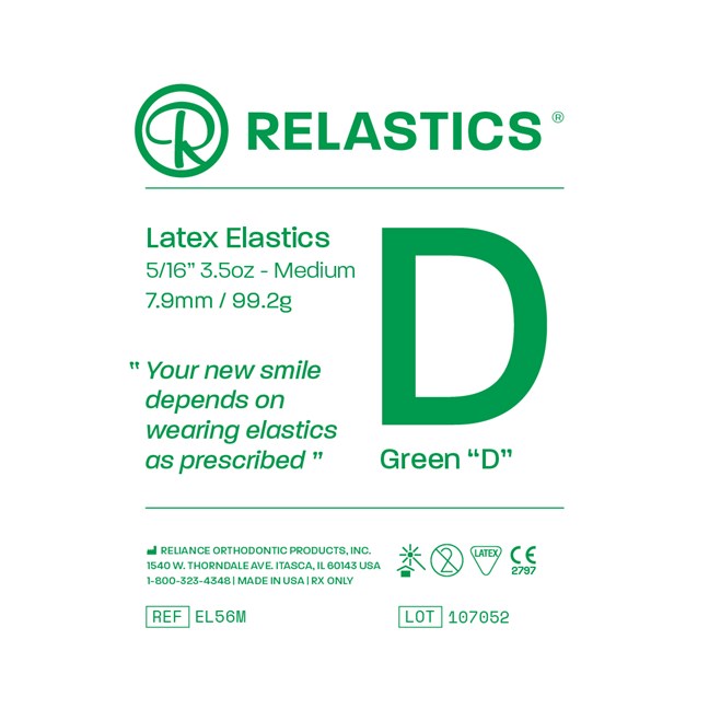 Patient Elastics Latex Relastics 5/16" / 7.9mm Medium 3.5oz GREEN D
