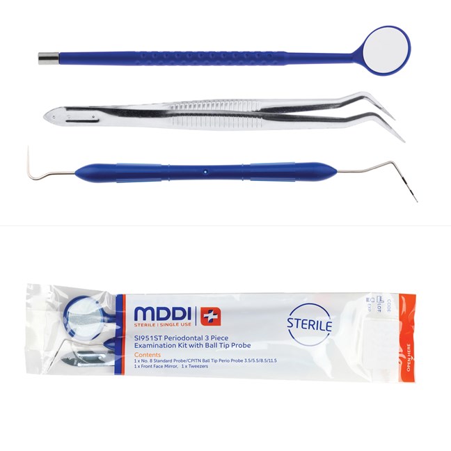 Periodontal 3-piece Examination Kit with Ball Tip Probe