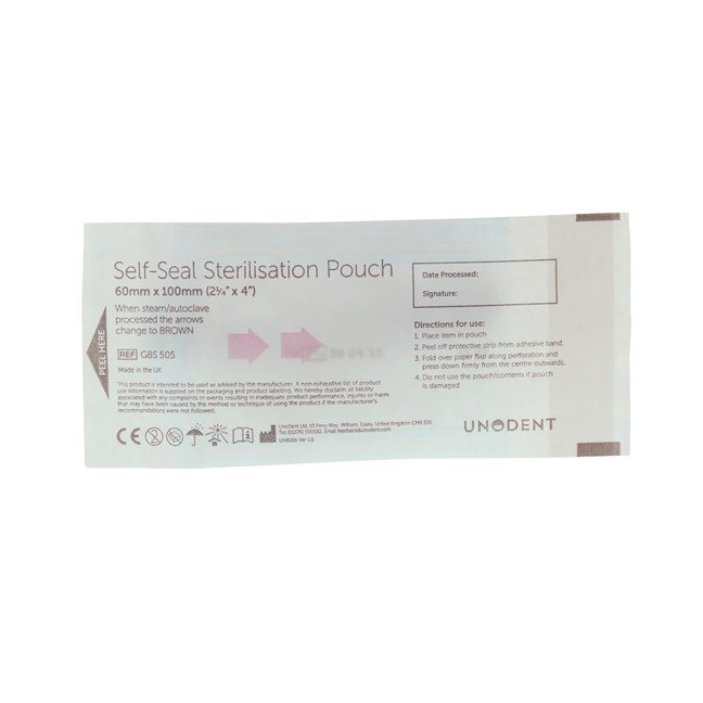 Sterilisation Pouches No. 505: 60 x 100mm (2.25" x 4")